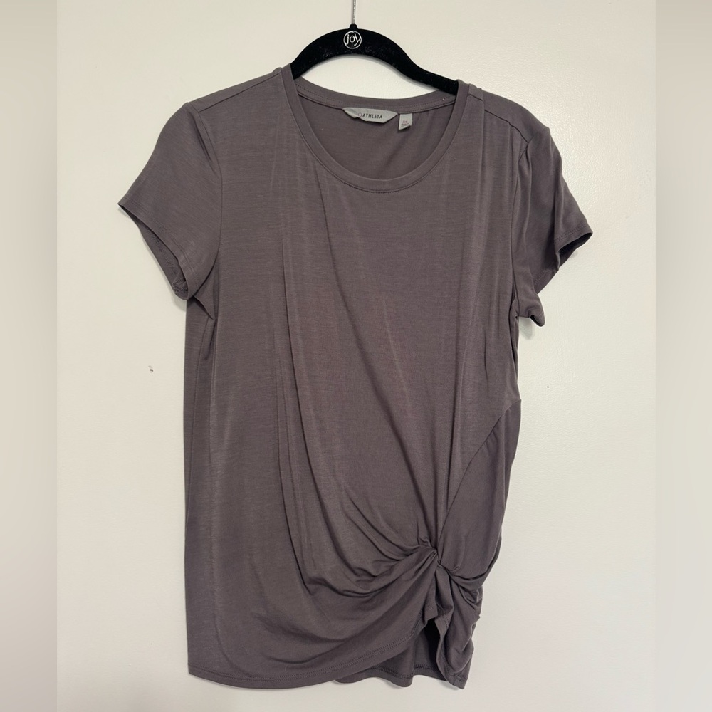 Athleta Muted Purple Twist-Front Short Sleeve Tee